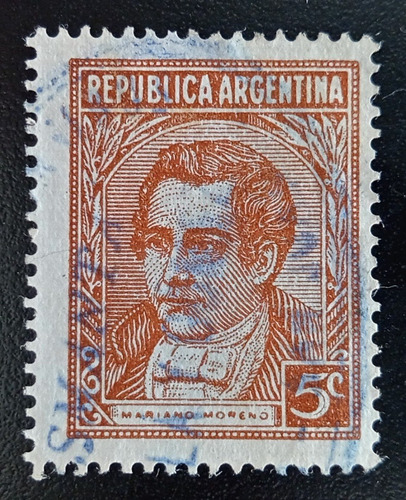 Argentina, Sello Gj 795 5c Moreno Matasello Pismanta L17726