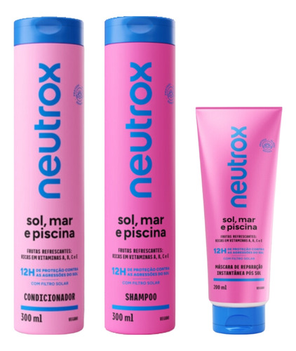 Kit Neutrox Sol Mar Piscina Condicionador+shampoo+mascara