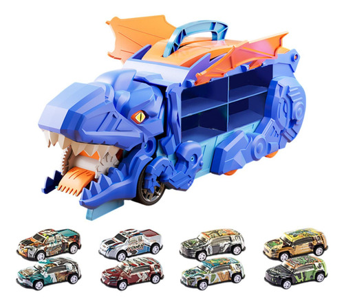 Camión De Transporte De Dinosaurios, Juguetes Con 8 Carros