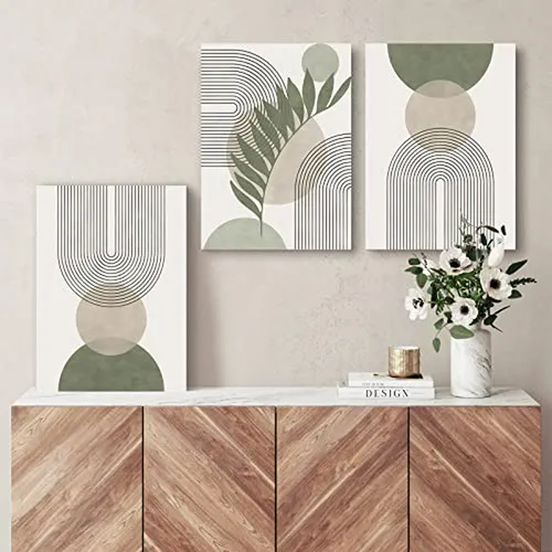 Conjunto De Arte De Pared Boho Verde Salvia, Minimalista Geo