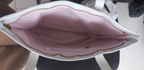 Cartera Tote Con Cierre De Cuero Color Blanco