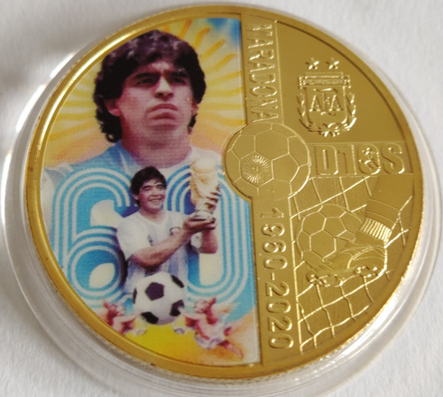 Moneda Medalla Conmemorativa Maradona 2020, En Cápsula (3)