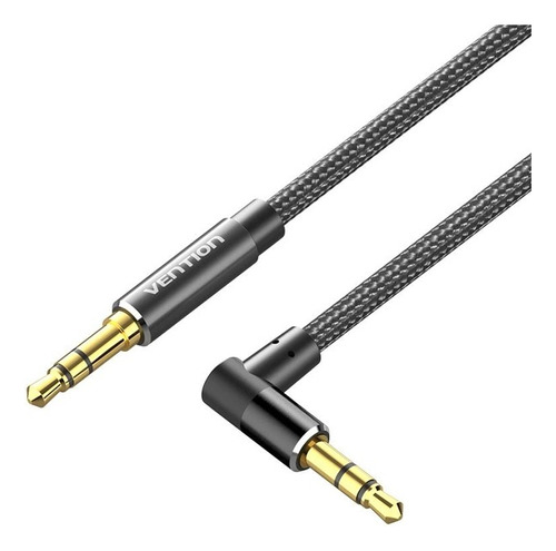 Cable Audio Aux Jack 3.5mm 90° Trenzado 2m Negro Vention