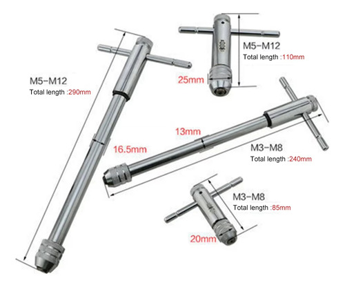 Llave De Trinquete Ajustable Con Mango En T, Escariador Manu