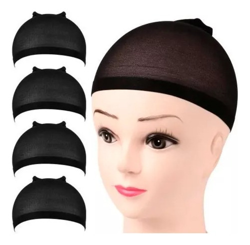 Kit X4 Gorro Malla Peluca Elastica Fijacion Higiene Negro