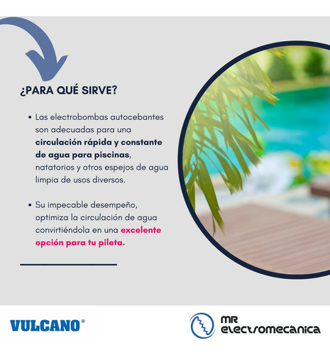 Imagen 2 de 10 de Bomba Pileta Piscina Autocebante 1 Hp 220 V - Vulcano Bae 100 2000 - Caudal Máximo: 19.200 Litros/hora - Monofásica