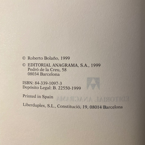 Amuleto - Roberto Bolaño / Anagrama, 1era Ed. 1999 (Usado)