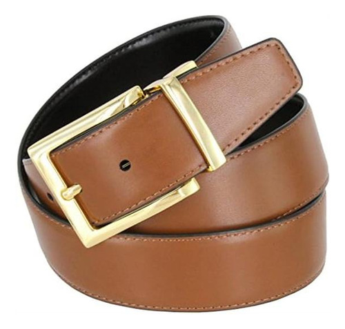 Cinturón Casual De Vestir De Cuero Genuino Reversible Para H