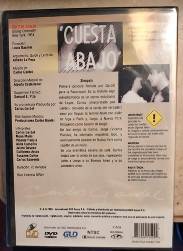 Cuesta Abajo. Carlos Gardel (dvd)