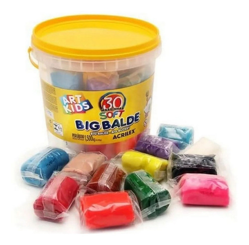 Massinha De Modelar Soft Big Balde 30 Massas - Acrilex Full