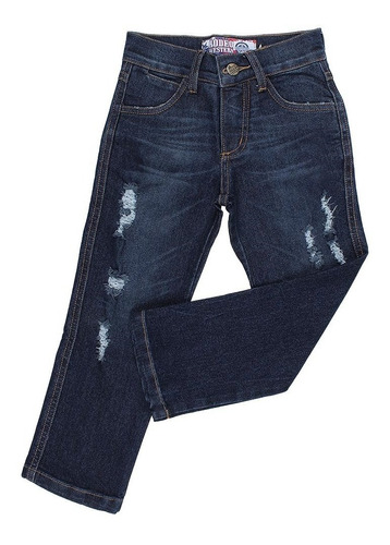 Calça Infantil Jeans Azul Desfiada Rodeo Western Masculina 2