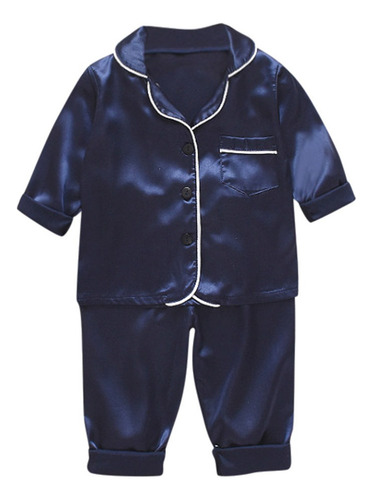 Pijama Casual De Satén Con Botones Para Bebés Y Niñas Sl