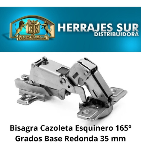 Imagen 2 de 7 de Bisagra Cazoleta Esquinero 165º Grados Mueble Mesada Puerta