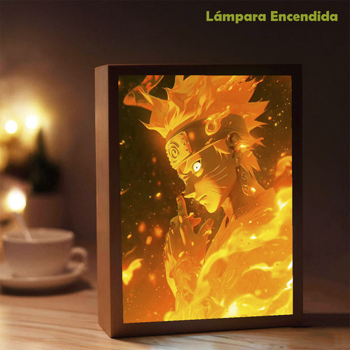 Cuadro Mágico Iluminación Led Naruto Kurama Chakra 3 Tonos
