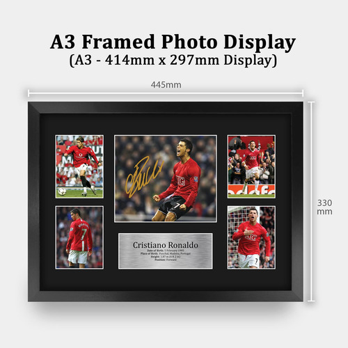 Printed Photo Cristiano Ronaldo Autograph 40x30cm W/ Frame