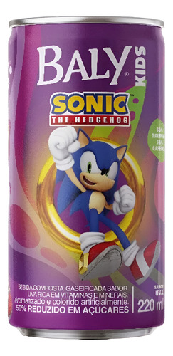 Bebida Vitaminica Baly Kids Sonic Kit 6 Unidades Uva 220ml