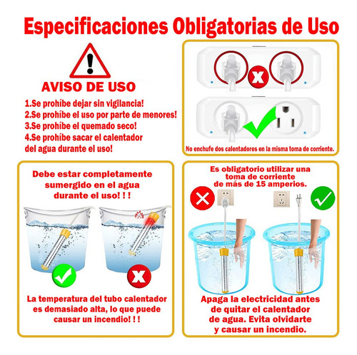 Caldera De Agua Eléctrico De Inmersión Acero Inoxidable 304