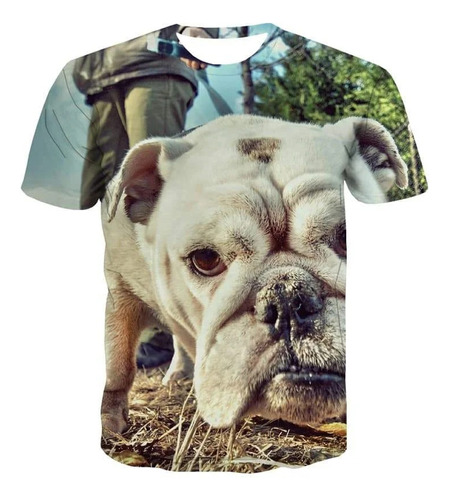 Camiseta De Manga Corta Con Estampado 3d De Perro Carlino