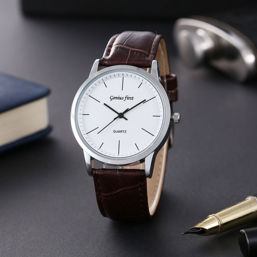Reloj De Cuarzo De Aleación Para Mujer (cinturón Marrón Blan