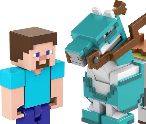 Figuras Pack Minecraft Steve Y Caballo Con Armadura Deluxe