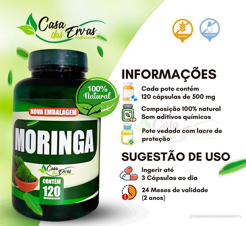 Kit C/6 Muringaá - 720 Cápsulas 500mg Sem Sabor