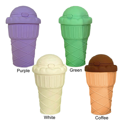 Taza De Helado Para Pajitas Portátiles Marrones De 500 Ml