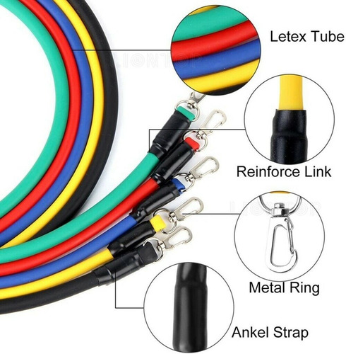 Bandas Elasticas Kit Teratubos Resistencia 16 Piezas Gym