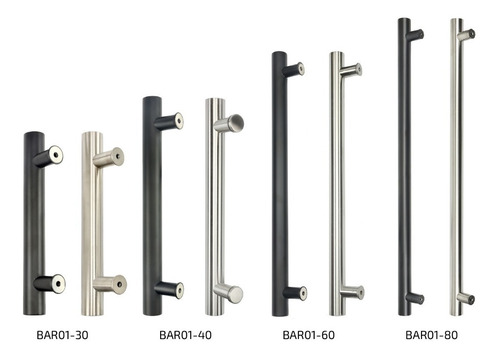 Imagen 4 de 8 de Manijon Barral Puerta Acero Inoxidable Negro 60 Cm 600 Mm