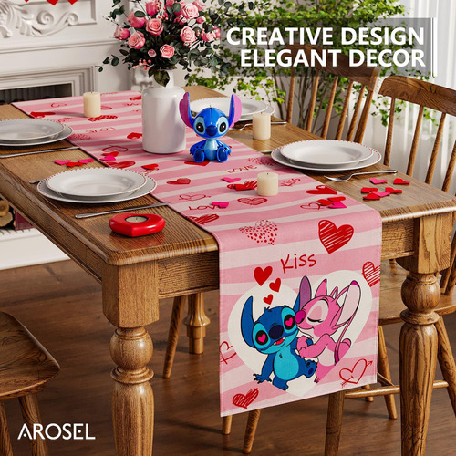Camino De Mesa Kawaii Stitch Con Diseño De Dibujos Animados