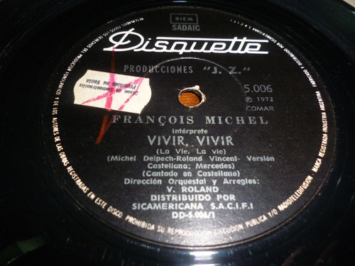 Lp Vinilo - Simple - Francois Michel - Vivir, Vivir -español