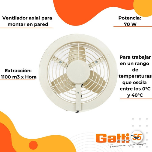 Extractor De Aire P/ Baño / Cocina 30 Cm P/ Pared Gatti Vent