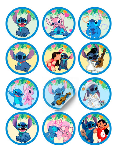 Stickers X Hoja Candy Bar Cumpleaños Infantil Lilo Stitch