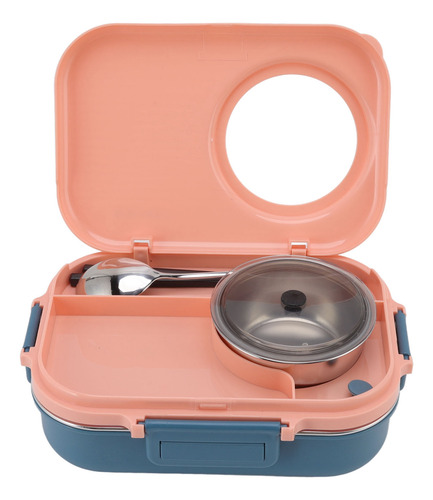 Almoço Térmico Portátil Rosa De 1100 Ml, Camada Dupla, 3 Gra