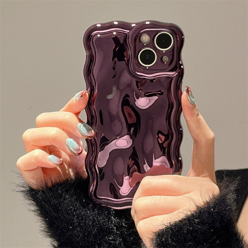 Funda Para iPhone, Lujosa, Chapada En 3d, Textura Ondulada, Suave Y Lisa, Coche
