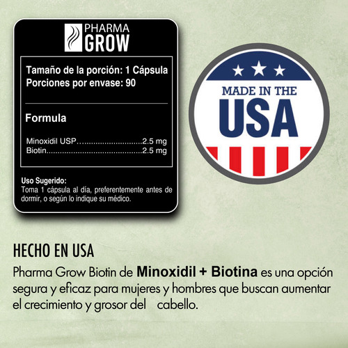 Pharma Grow Pack Minoxidil 2.5mg + Biotina + Solución Tópica