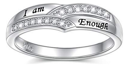 I Am Enough Rings Anillo De Plata Esterlina 925 Con Circonit