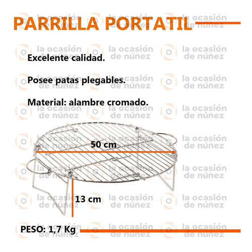 Imagen 2 de 7 de Parrilla Plegable Portatil Cromada Camping Asado