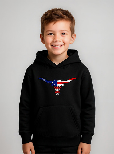 Moletom Infantil Com Capuz Estilo Country Touro América