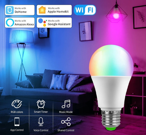 Ampolleta Inteligente Apple Homekit, Alexa & Google Home