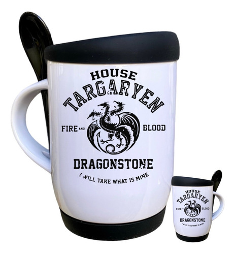 Taza Cerámica House Targaryen Dragonstone Game Of Thrones Negro Targaryen