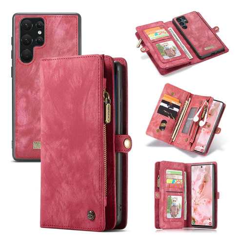 B Funda De Piel Con Tapa For Samsung Galaxy S22 Ultra