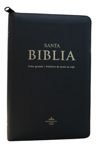 Biblia Rvr1960 Letra Grande 9 Pts. Negra,canto Rojo, Cierre