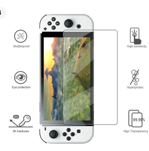 Imagen 3 de 5 de Lamina Protectora Nintendo Switch Oled Vidrio Templado