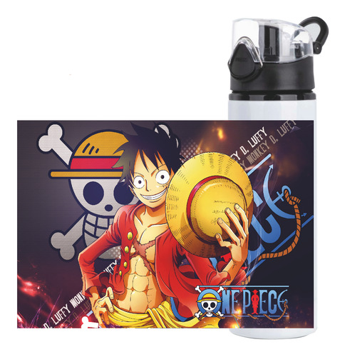 Set Botella Monkey D Luffy Onepiece Tazón, Termo, Mousepad