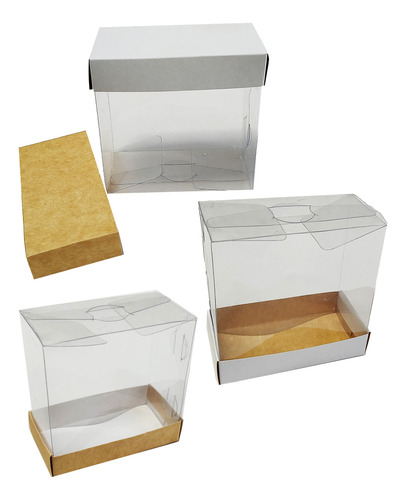 25 Cajas Base Transparente Con Tapa Blanca 10x5x10 Cms 1813