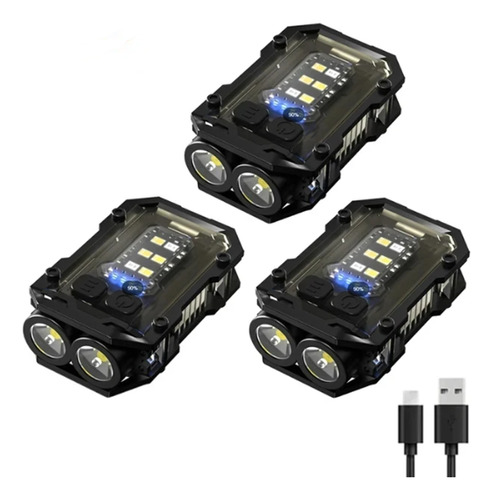 3pcs Llavero, Linterna, Linterna De Mano, 8 Modos De Luz Led