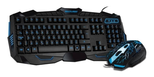 Kit de teclado y mouse gamer Multilaser TC195 Inglés US de color negro