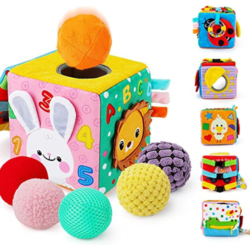 Cubo Sensorial Bebés, Juguetes Montessori Bebés Pelot...