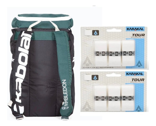 Mochila Babolat Wimbledon + 6x Overgrips Karakal Branco Verde-escuro