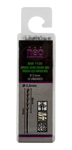 Brocas Hss 3.5mm X 1 Unidad Bar 1135 - Neo